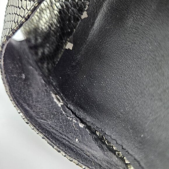 Kelsi Dagger Ryton Silver Metallic Snake Embossed Leather Ankle Strap Wedge 7.5 - Picture 12 of 13